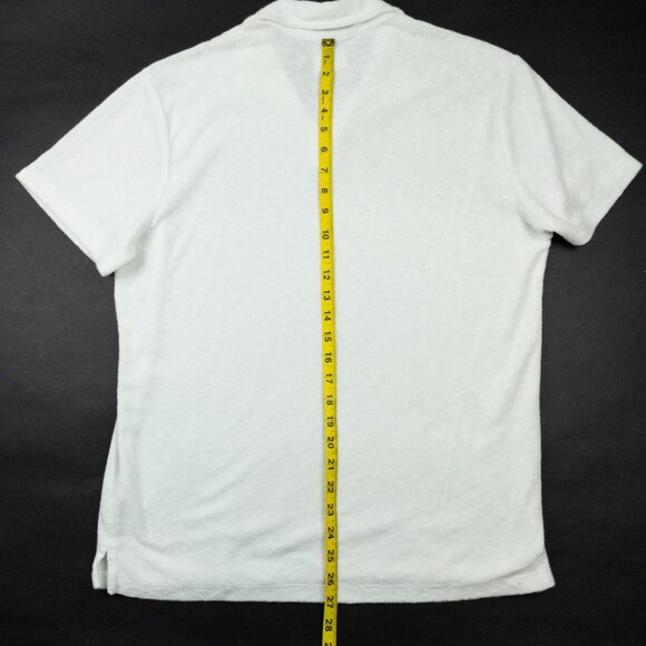 Marine Layer Terry Cloth Stripe Polo Shirt Men's Medium White Green Towel Summer - Picture 9 of 12